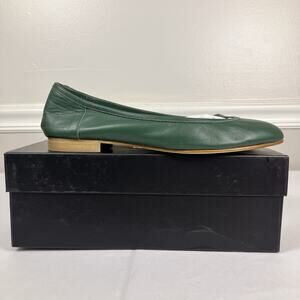 AC Andrea Carrano Bambolina Nappa Leather Ballet Flat Military Green Size 38.5
